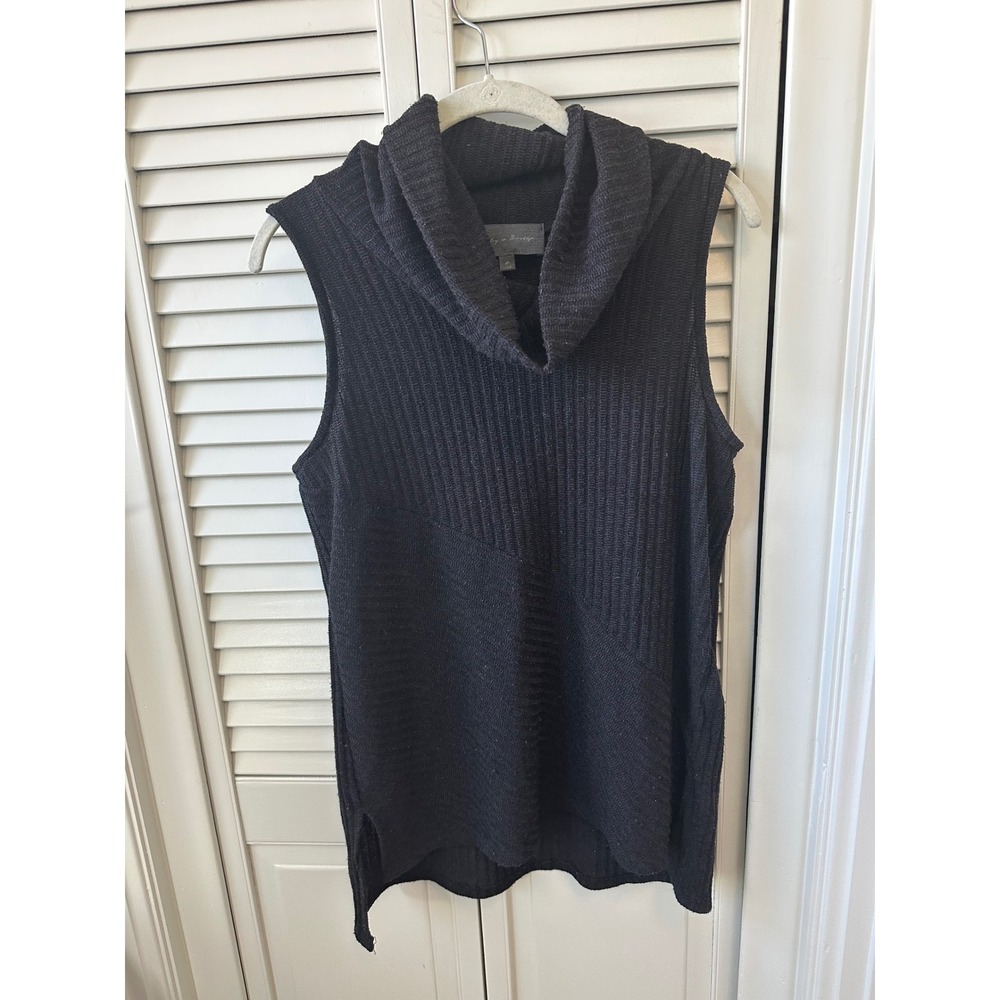 Sunday in Brooklyn Women Black Ribbed Cowl Neck Sleeveless Sweater Vest Medium